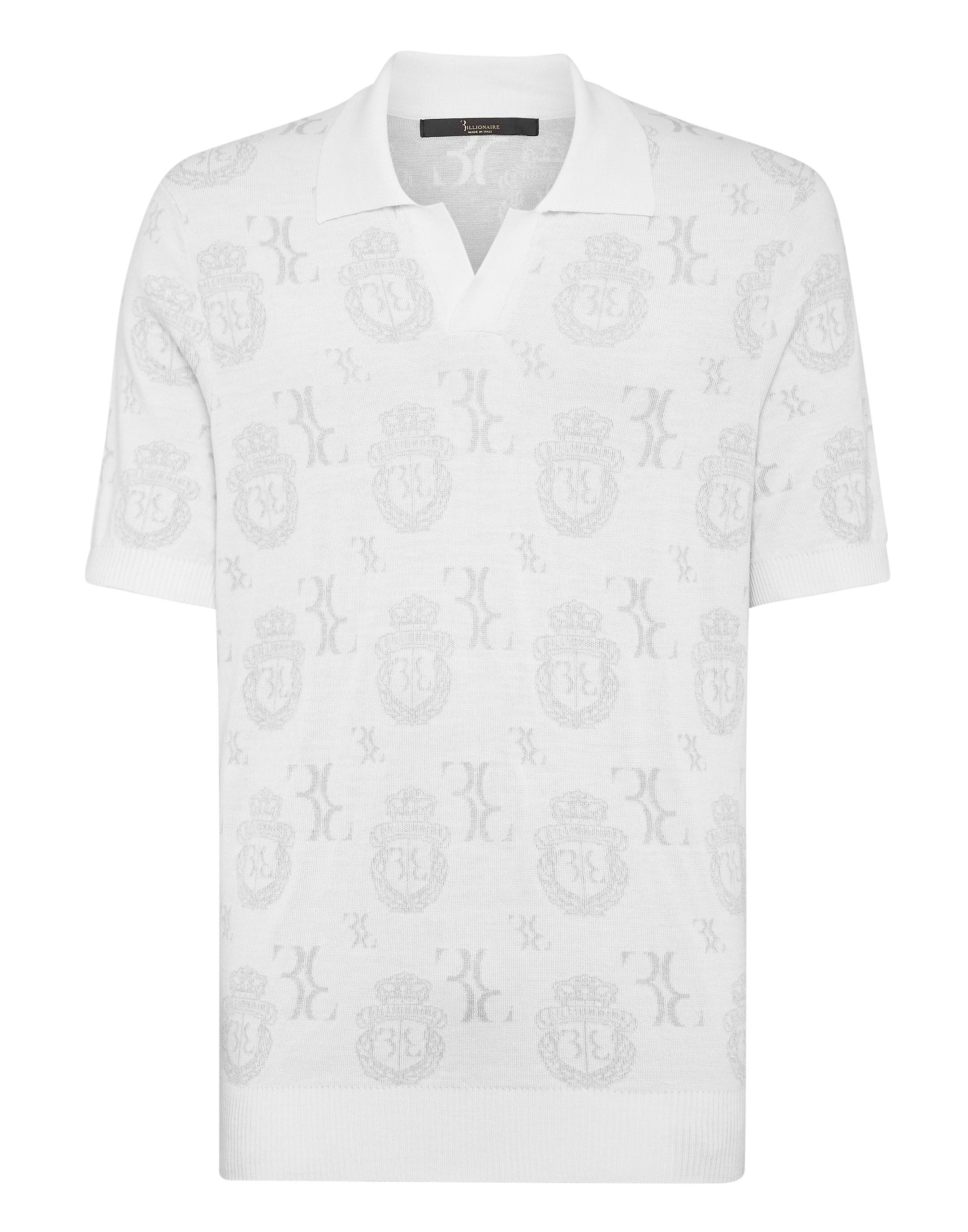 Billionaire Wool Silk Jacquard Polo Shirt