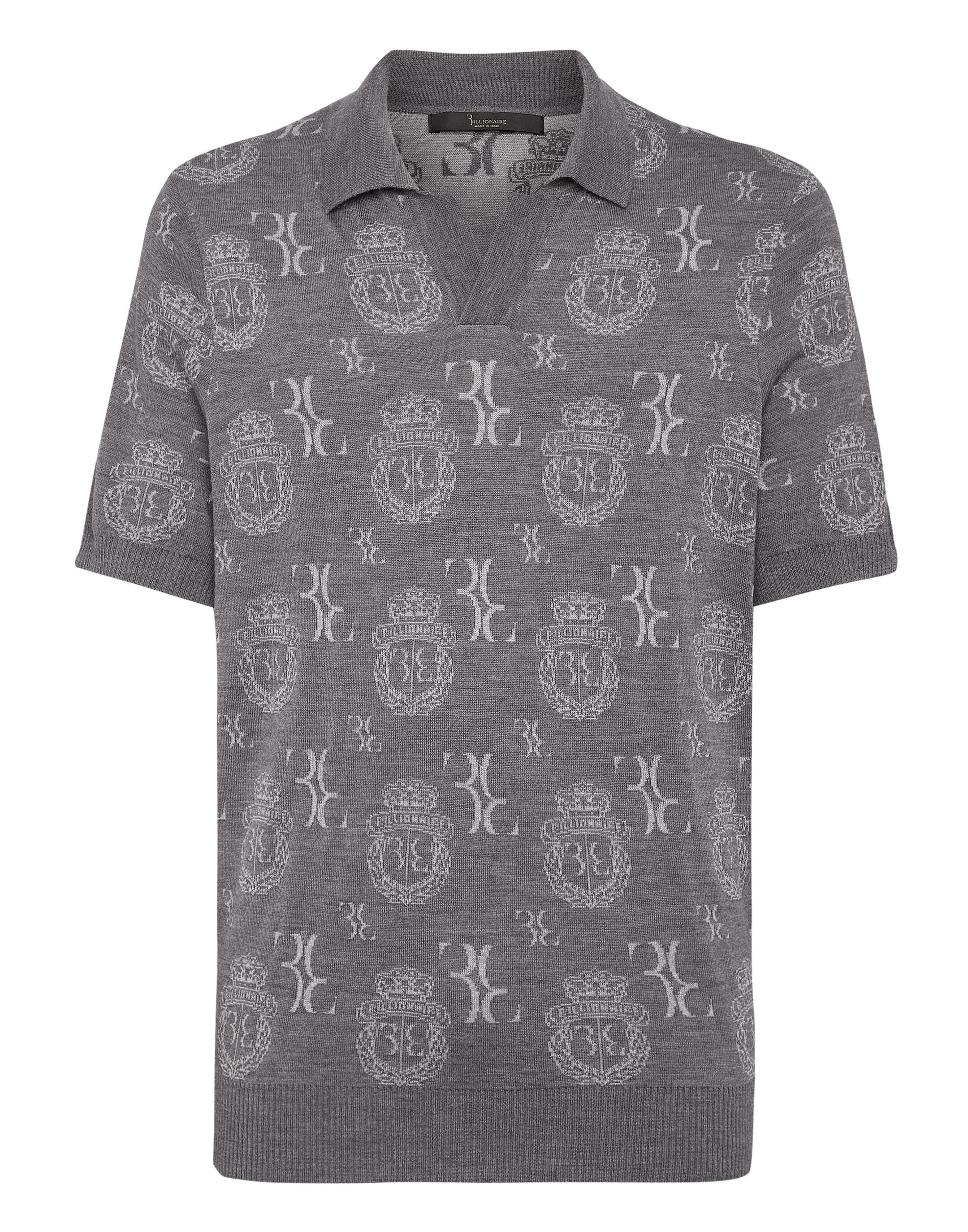 Billionaire Wool Silk Jacquard Polo Shirt