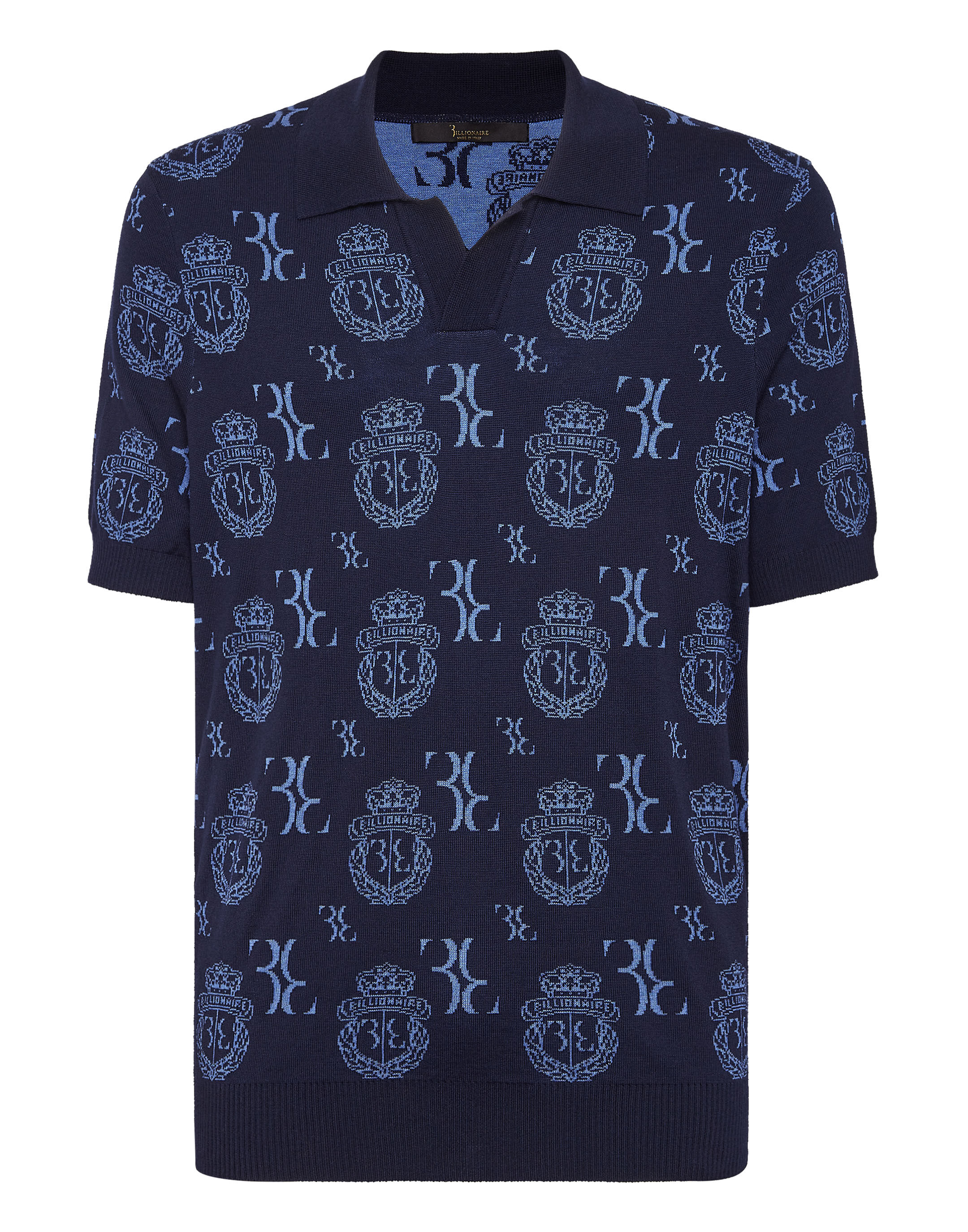 Billionaire Wool Silk Jacquard Polo Shirt