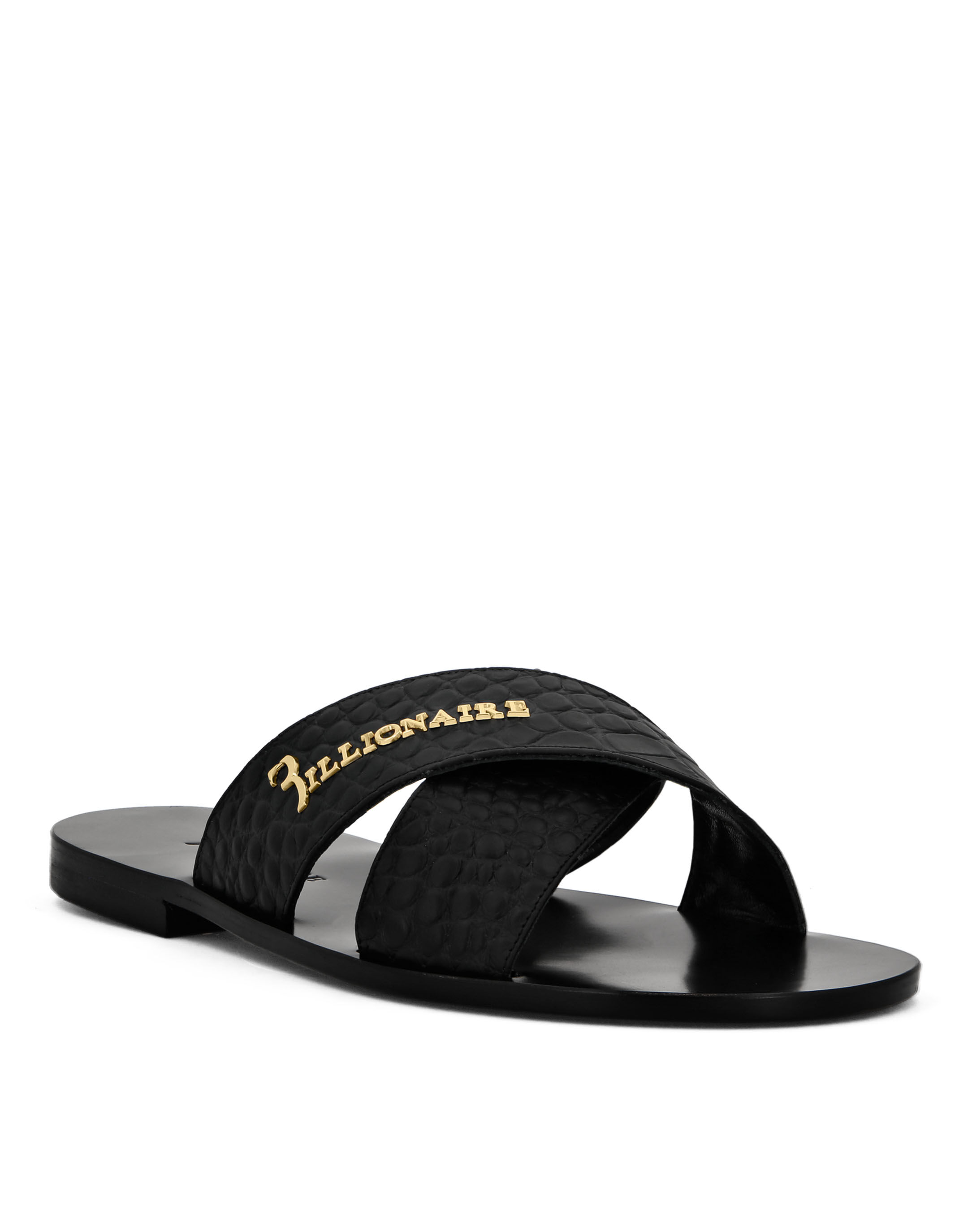 Billionaire Leather Twist Slides