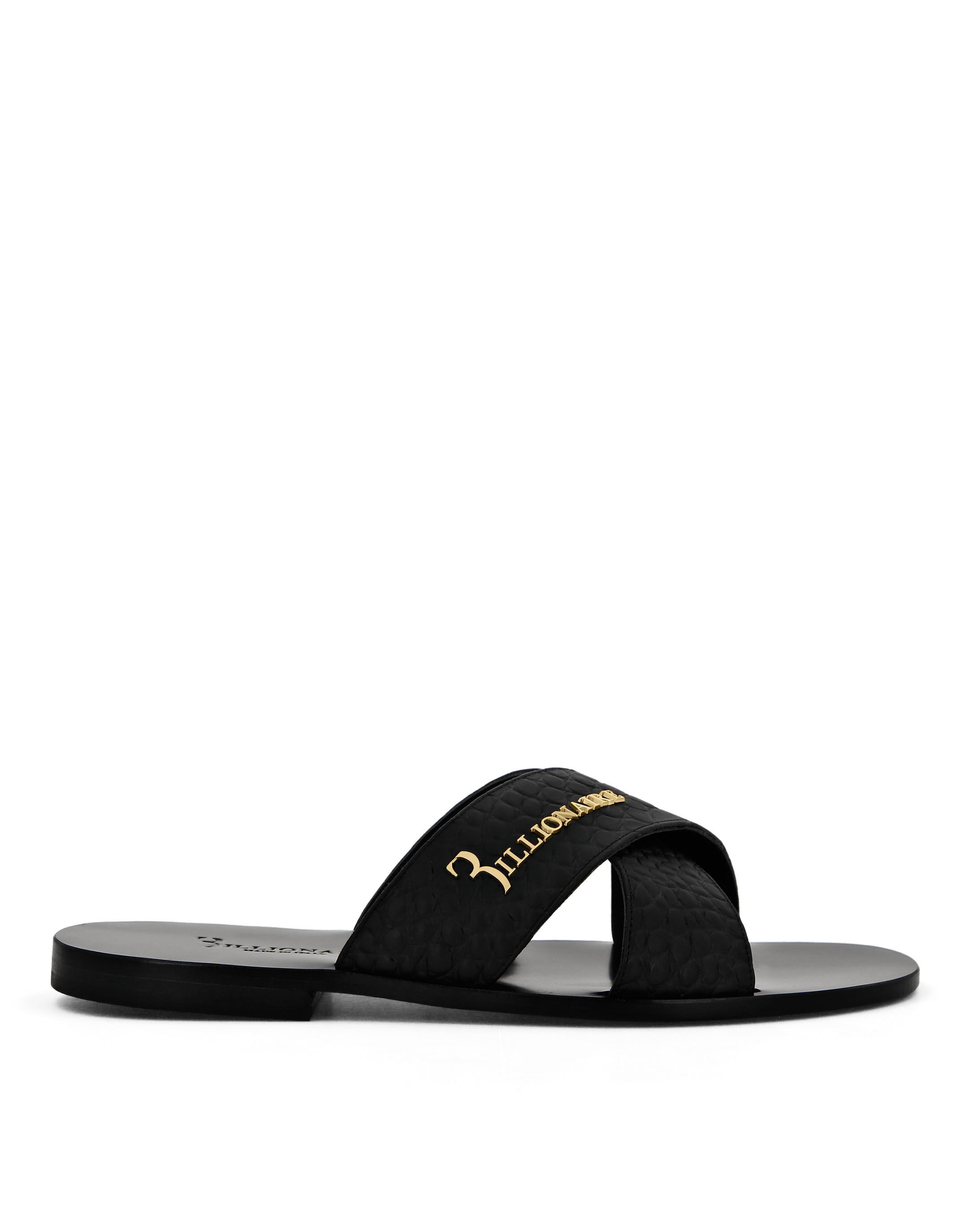 Billionaire Leather Twist Slides