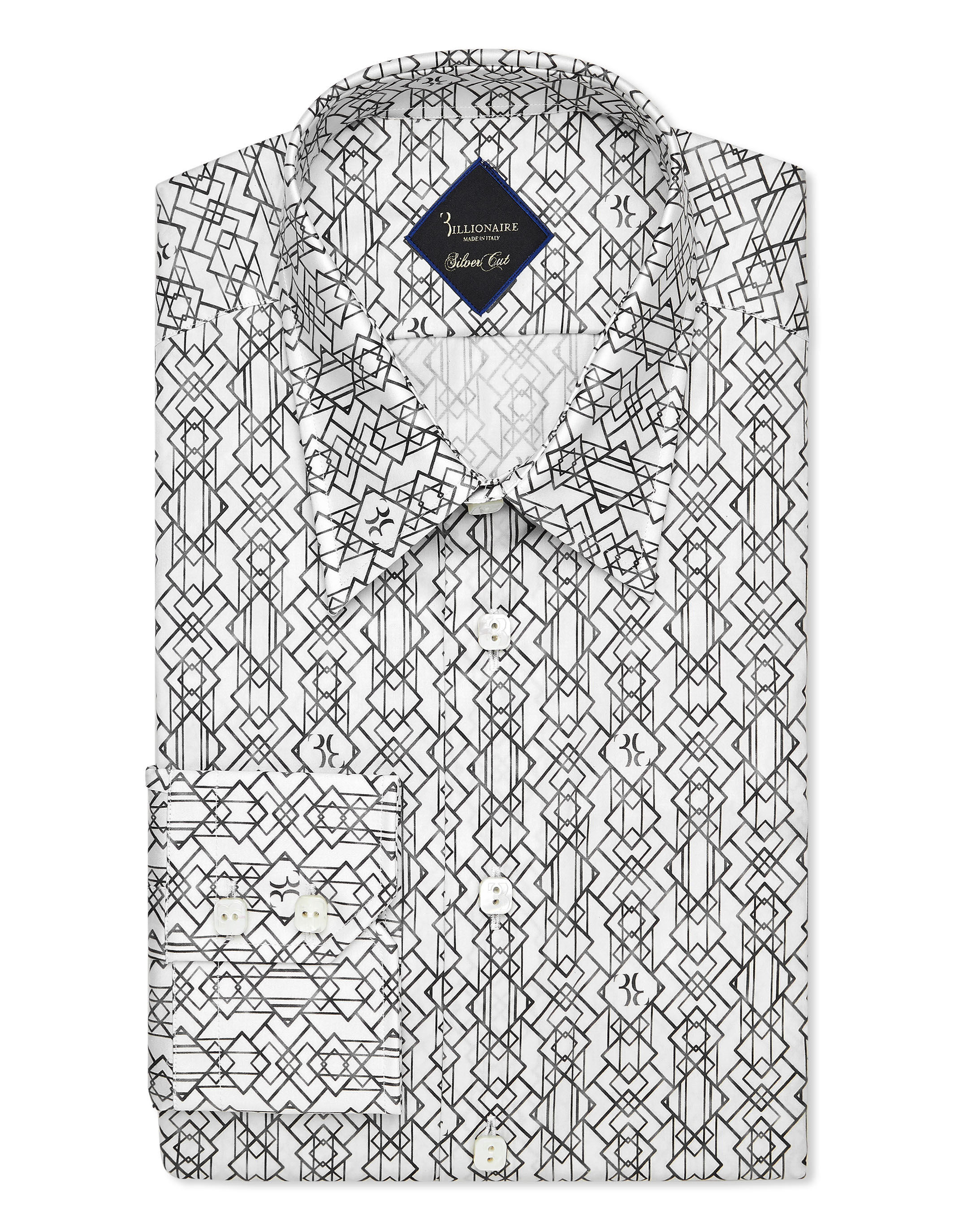 Billionaire Shirt Silver Cut LS/Milano Geometric