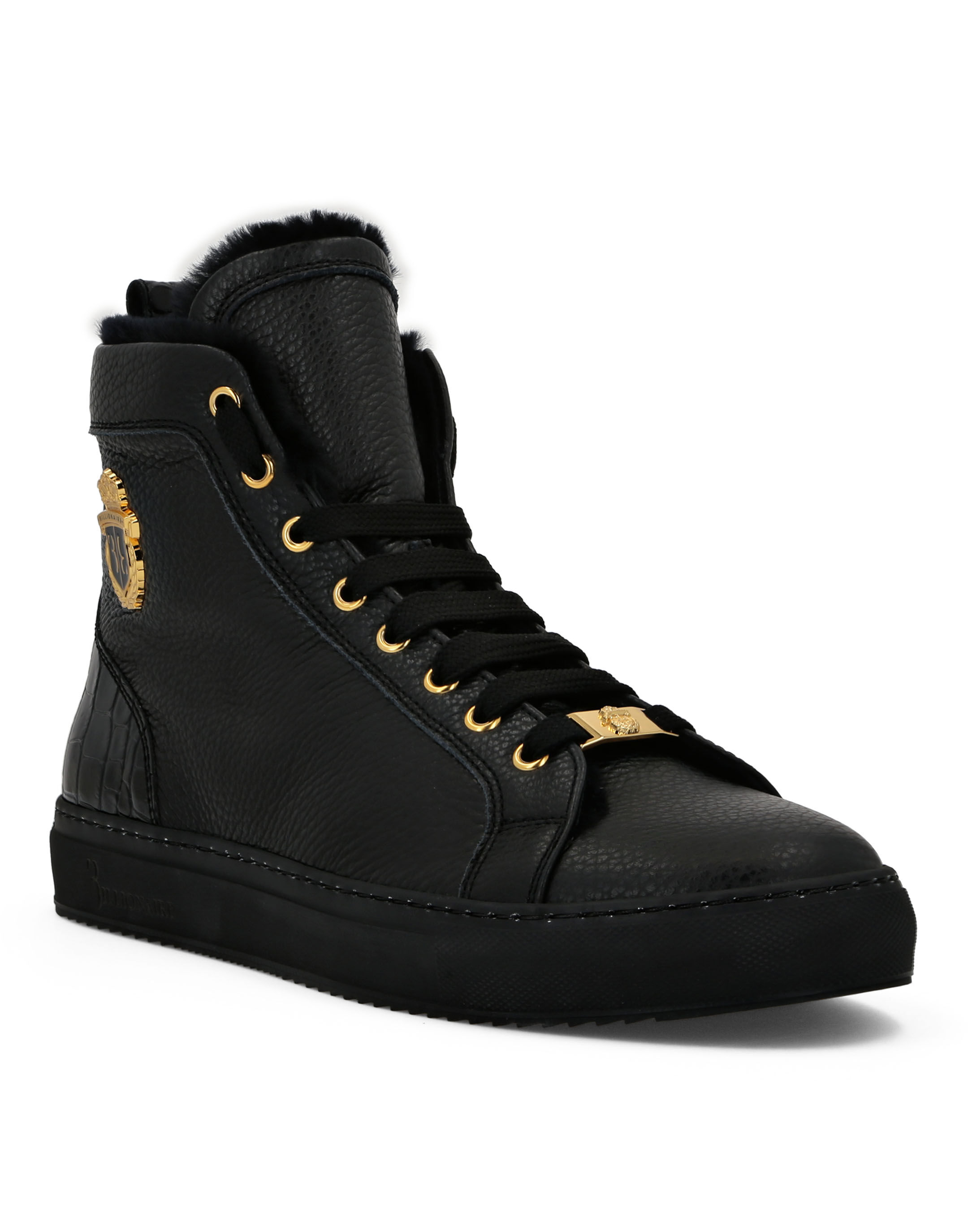 Billionaire Leather Hi-Top Sneakers with Real Fur