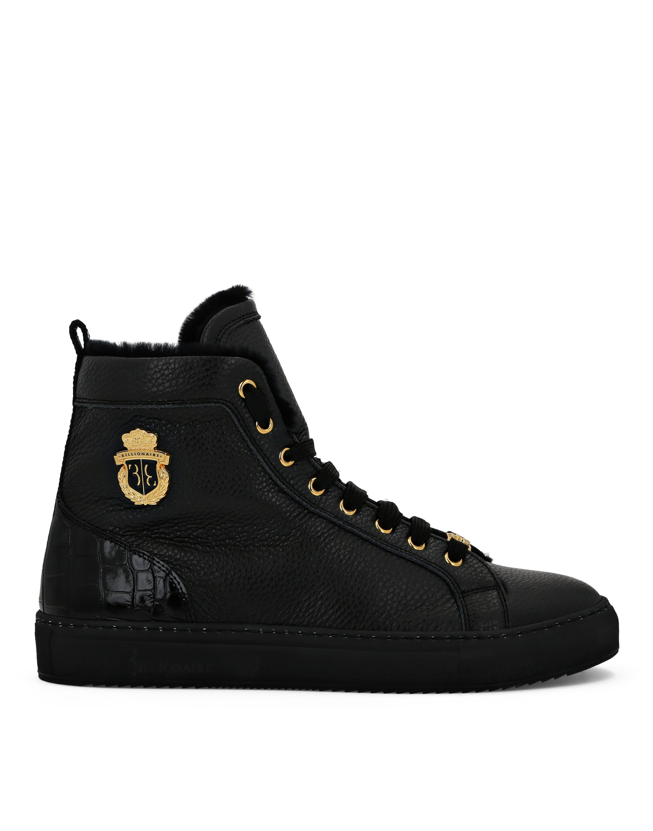 Billionaire Leather Hi-Top Sneakers with Real Fur