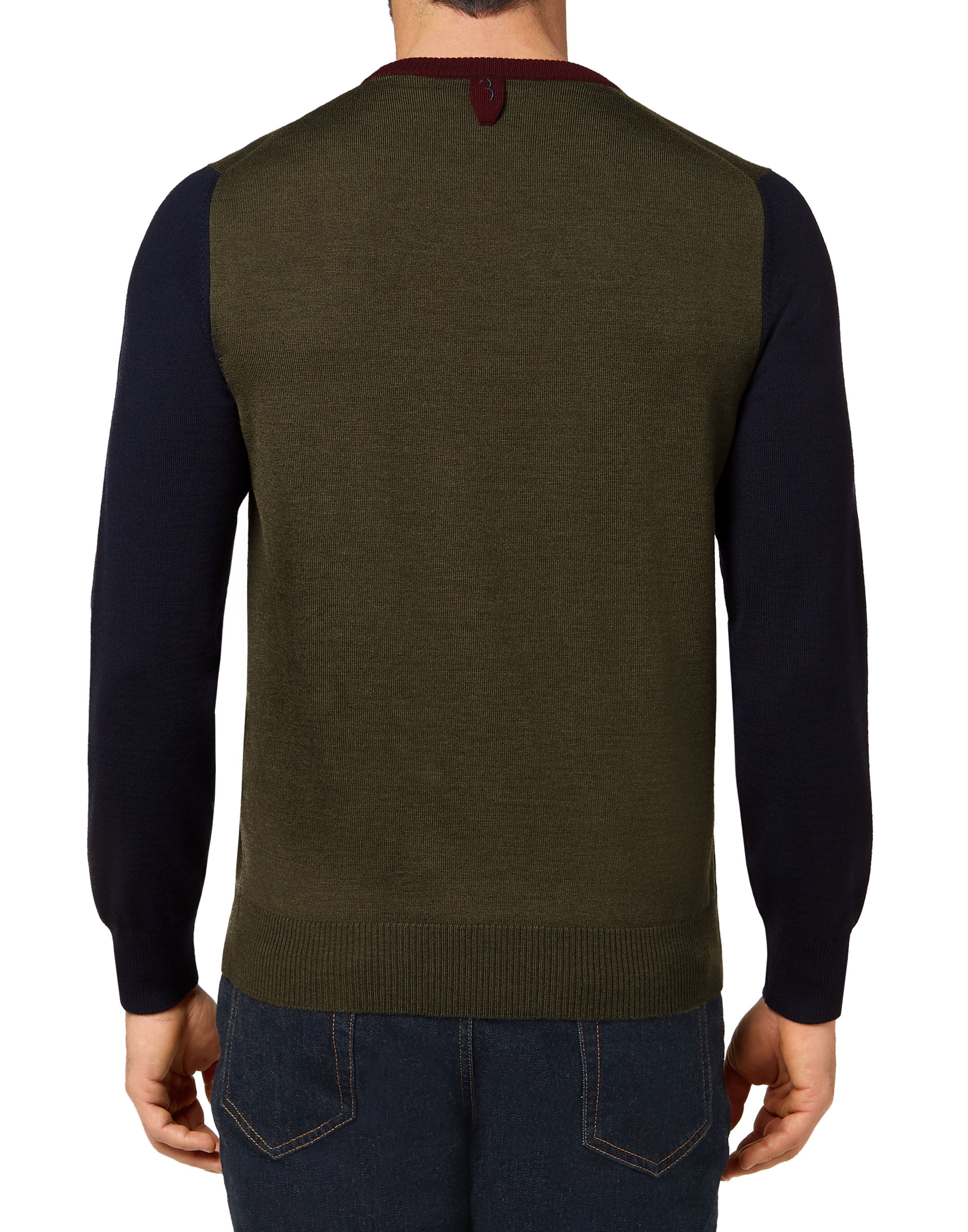 Billionaire Merino wool Pullover Round Neck LS Color Block