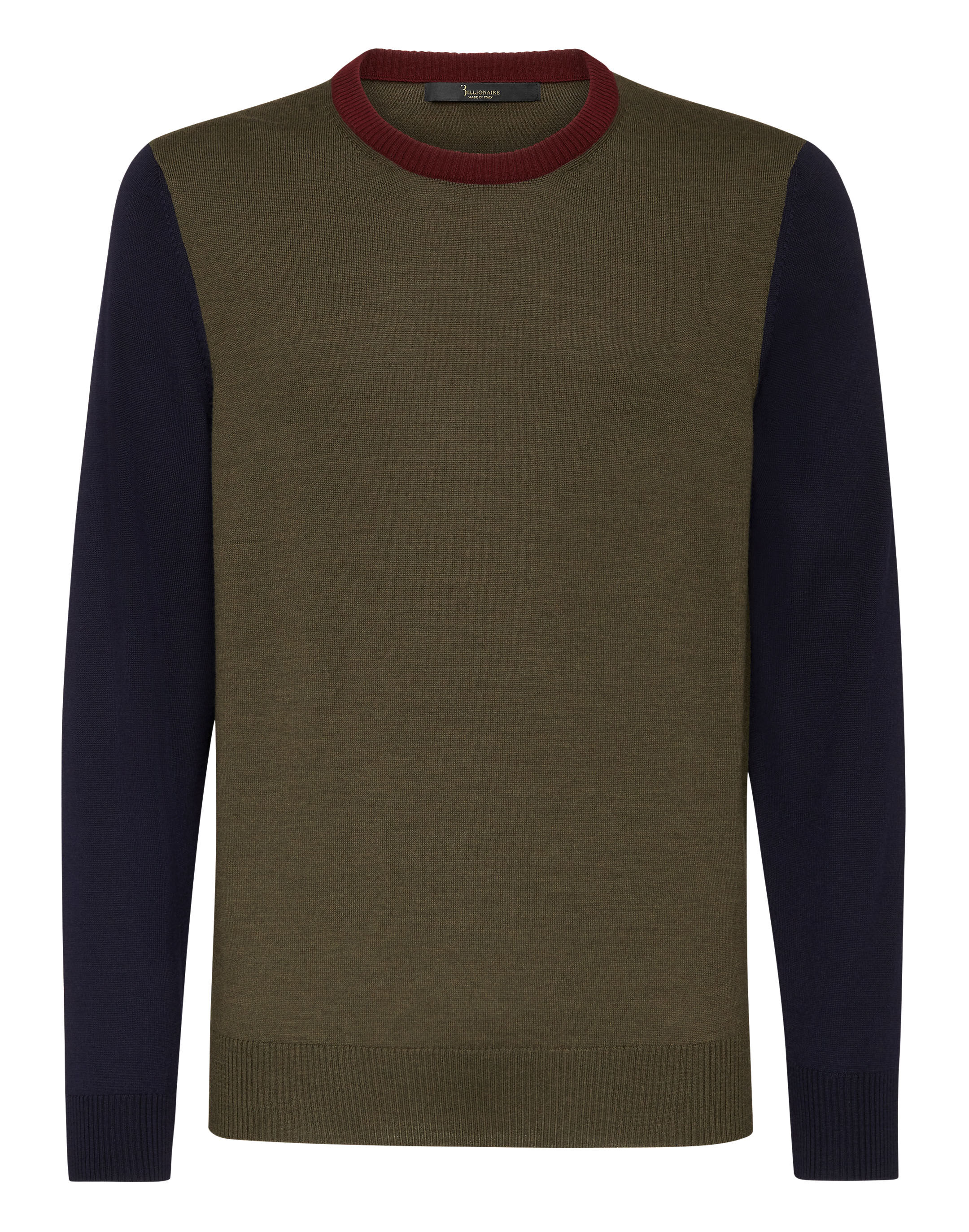 Billionaire Merino wool Pullover Round Neck LS Color Block