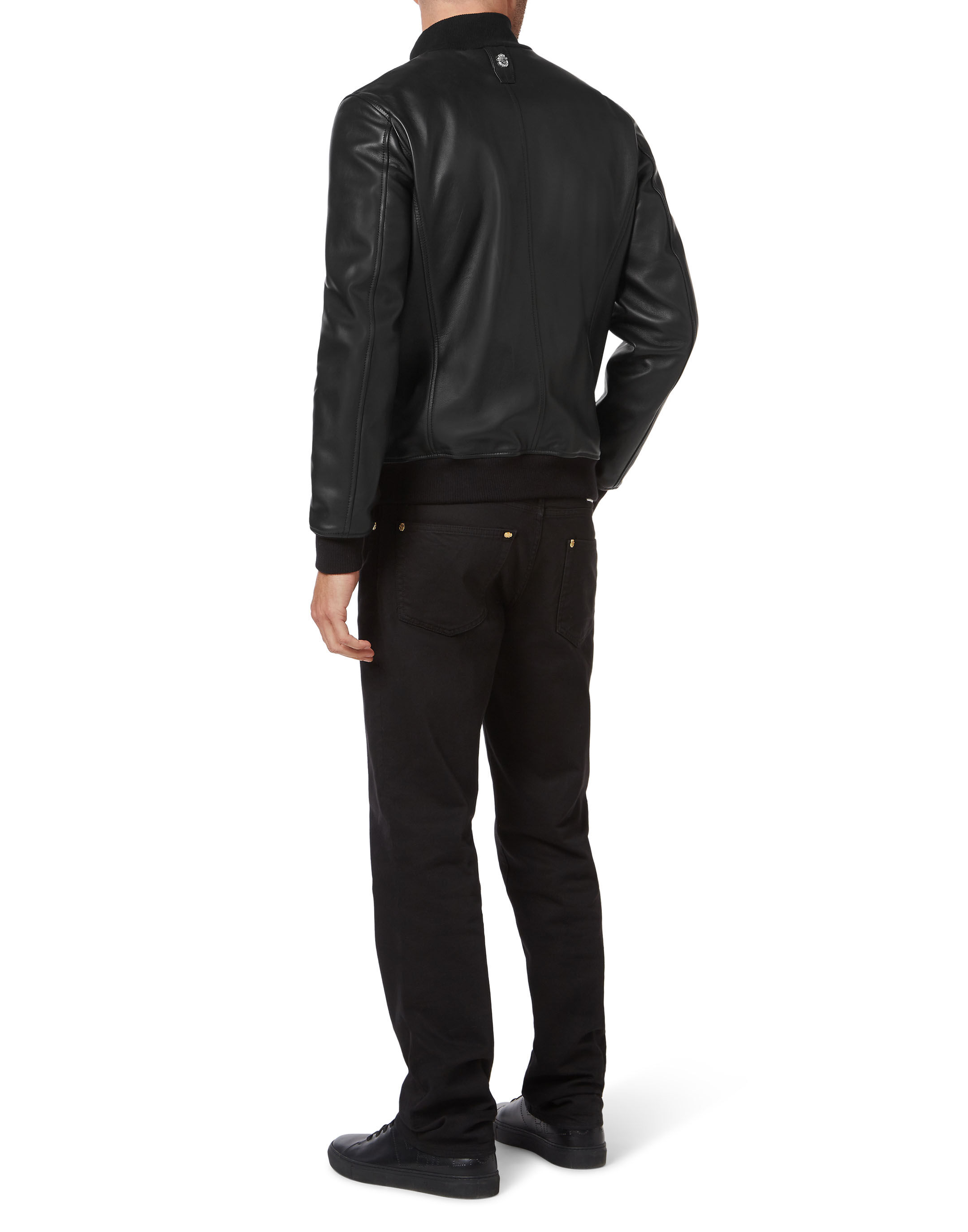 Billionaire High Collar Leather Bomber