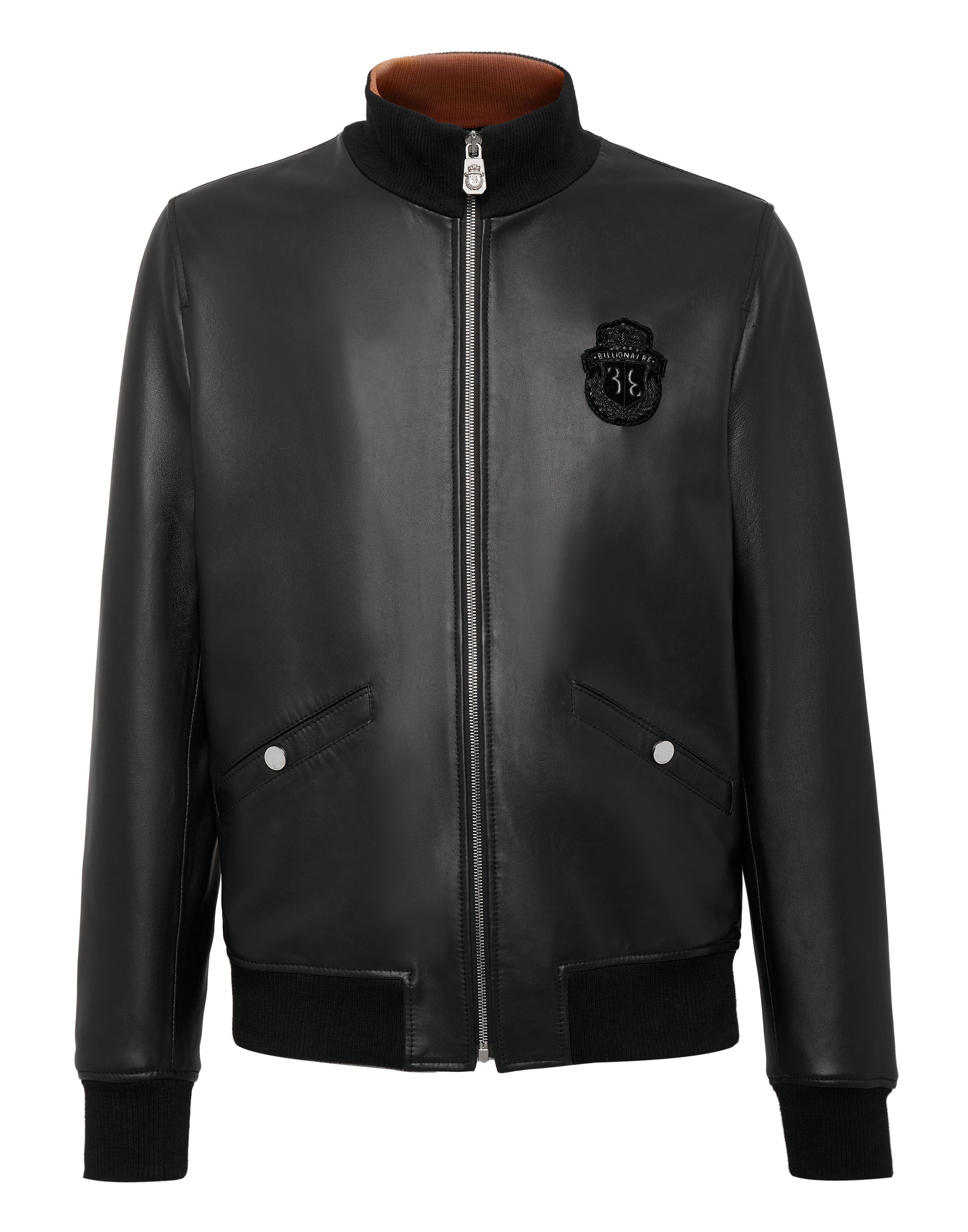 Billionaire High Collar Leather Bomber